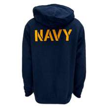 Load image into Gallery viewer, Navy Anchor Tackle Twill Embroidered Fleece Full Zip Hood (Navy)