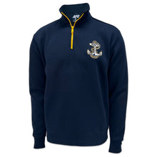 Load image into Gallery viewer, Navy Anchor Tackle Twill Embroidered Fleece Quarter Zip (Navy)