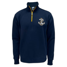 Load image into Gallery viewer, Navy Anchor Tackle Twill Embroidered Fleece Quarter Zip (Navy)