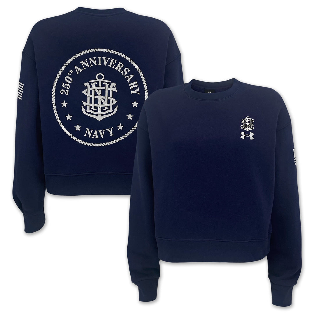 Navy Under Armour 2025 Rivalry Ladies Navy 250th Icon Fleece Crew (Navy)
