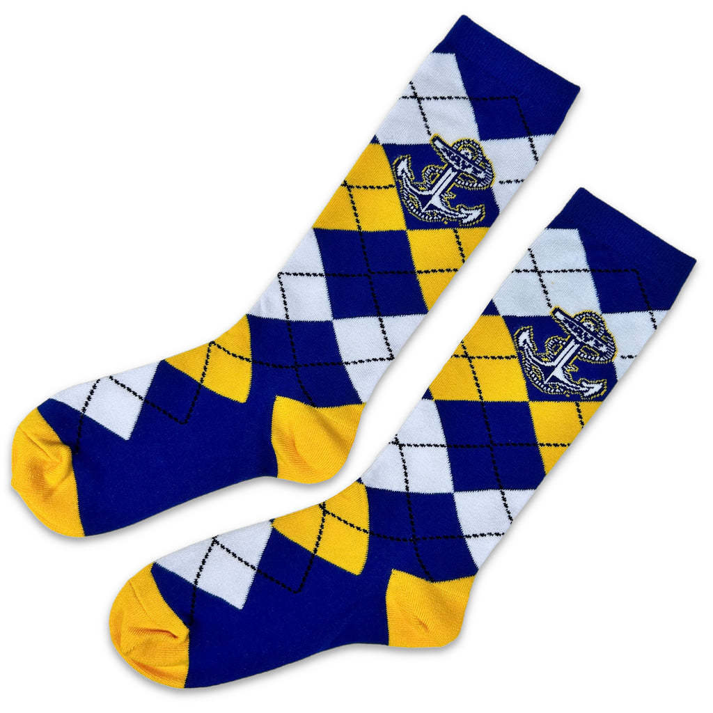 Navy Anchor Dress Argyle Socks