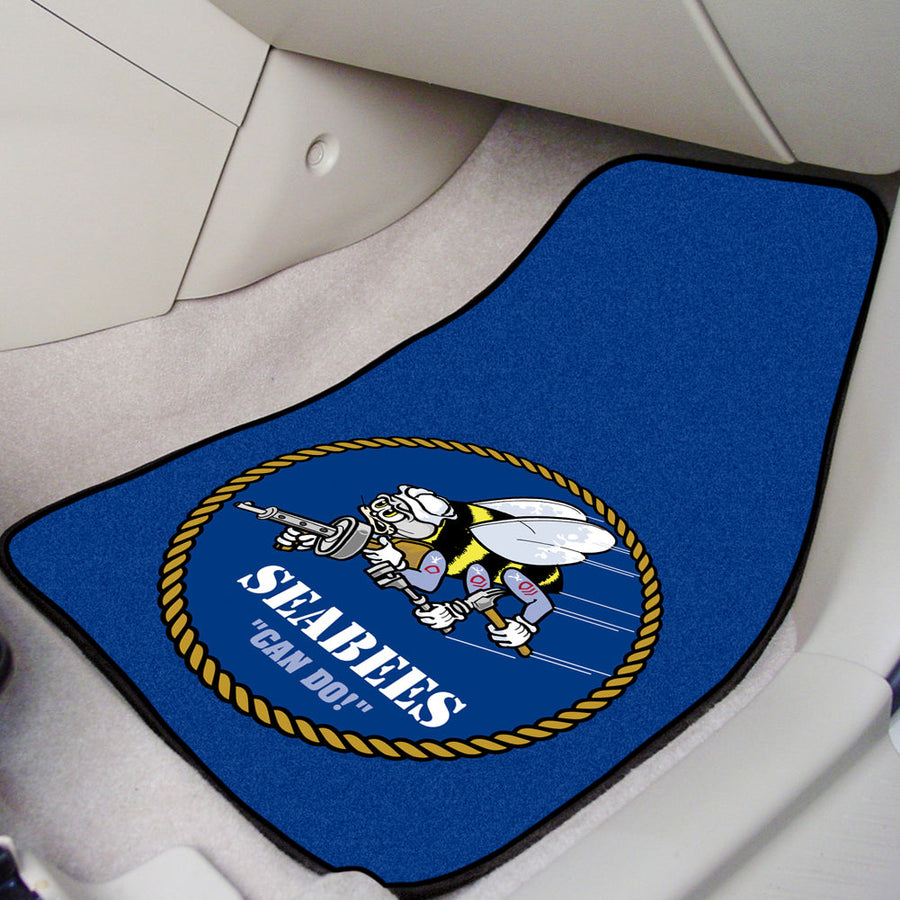 NAVY SEABEES 2 PIECE FRONT CAR MATS (17"X 27")