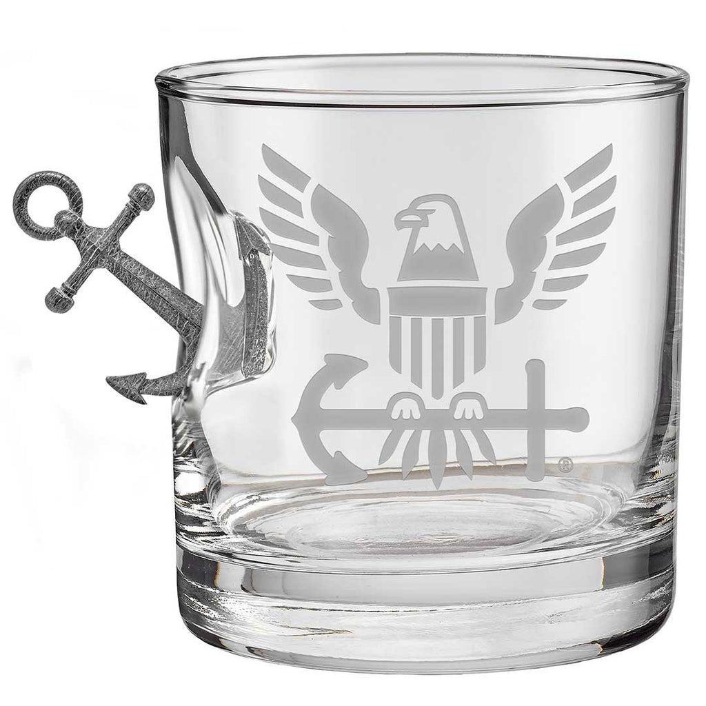 Navy Eagle Anchor 11oz Rocks Glass