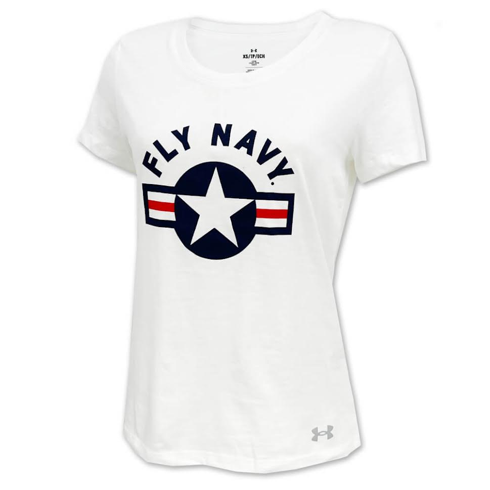 Navy Ladies Under Armour Fly Navy T-Shirt (White)