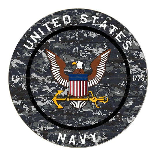 Navy Blue Digi Camo Circle Sign (20x20)