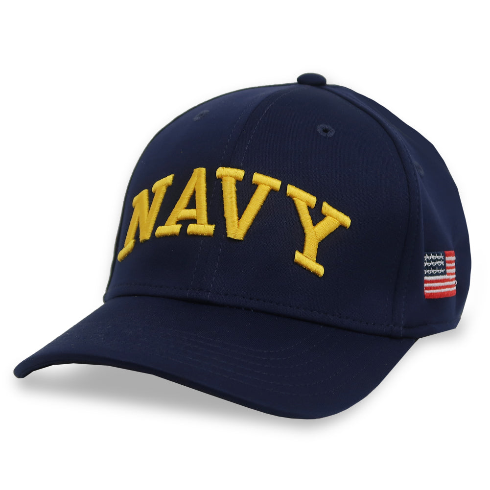 Navy American Flag Cool Fit Structured Stretch Fit Hat (Navy)
