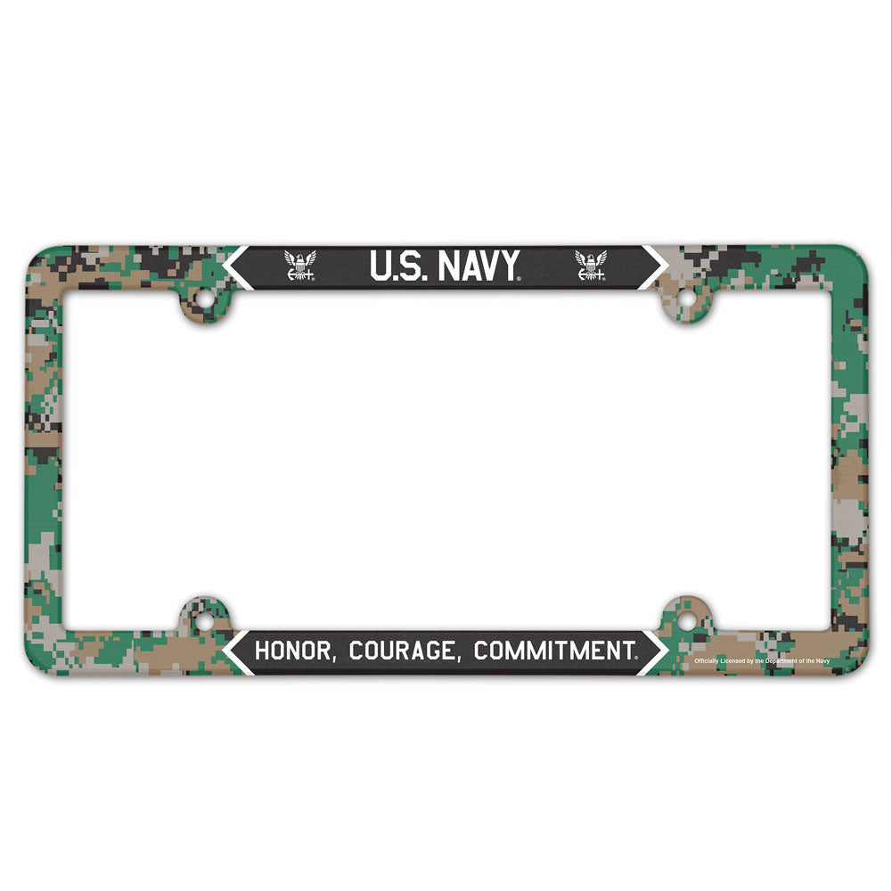 Navy Honor Courage Commitment Digi Camo License Plate Frame