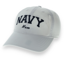 Load image into Gallery viewer, Navy Mom Relaxed Twill Hat (White/Navy)