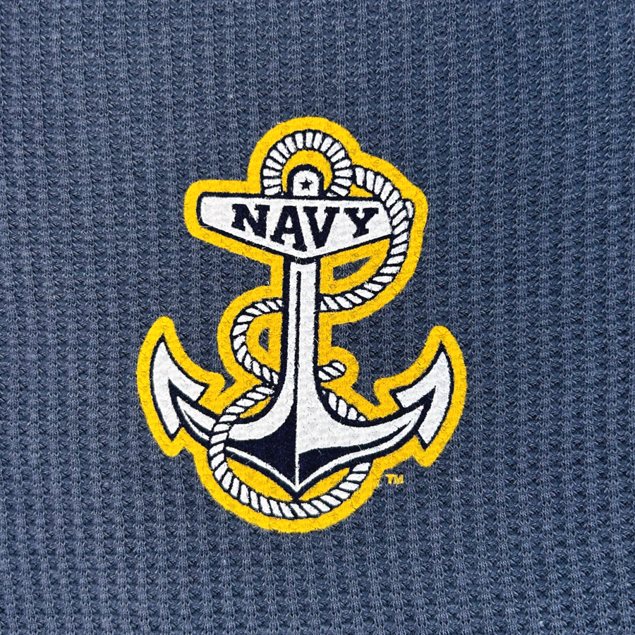 Navy Anchor Ladies Waffle Midi Long Sleeve (Navy)