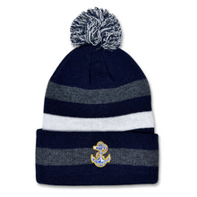 Load image into Gallery viewer, Navy Anchor Primetime Knit Pom Beanie (Navy)