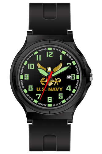 U.S. Navy Black Strap Field Watch (Black)