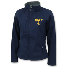 Load image into Gallery viewer, Navy Ladies Soft Shell Jacket
