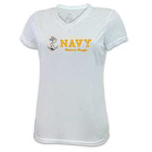 Load image into Gallery viewer, Navy Ladies Anchors Aweigh Performance T-Shirt