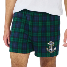 Load image into Gallery viewer, Navy Anchor Logo Flannel Shorts (Blackwatch)