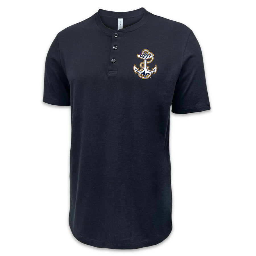 Navy Anchor Mens Henley T-Shirt