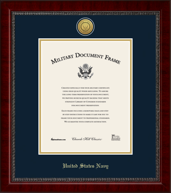 U.S. Navy Gold Engraved Certificate Frame (Vertical)*