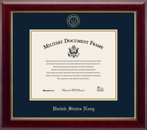 U.S. Navy Gold Embossed Certificate Frame (Horizontal)*