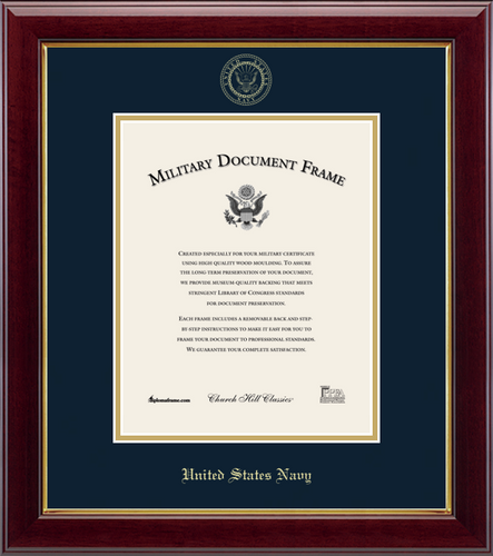 U.S. Navy Gold Embossed Certificate Frame (Vertical)