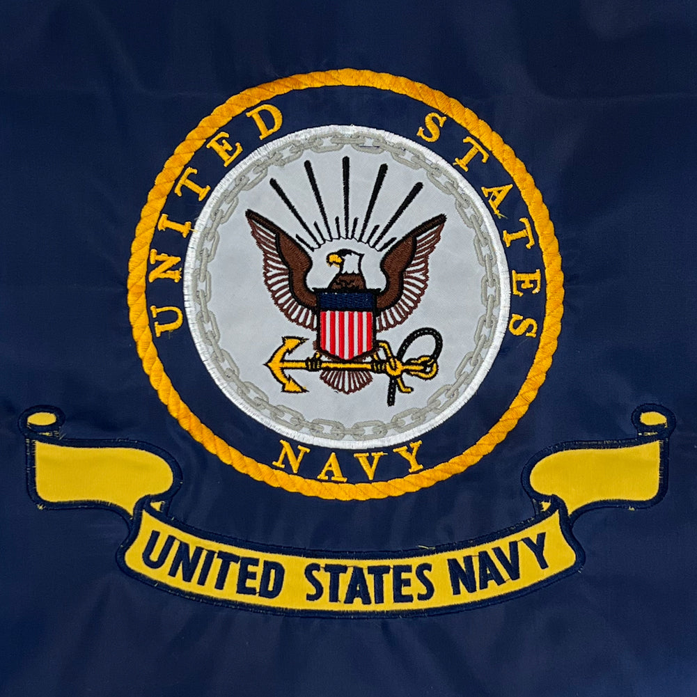 Navy Embroidered Garden Flag (12