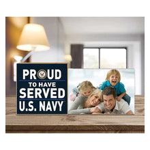 Load image into Gallery viewer, Navy Proud to Serve Floating Picture Frame