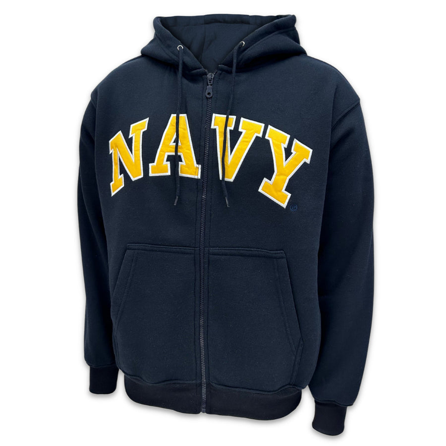Navy Embroidered Full Zip Hoodie Sweatshirt (Navy)