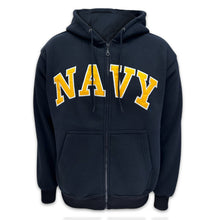 Load image into Gallery viewer, Navy Embroidered Full Zip Hoodie Sweatshirt (Navy)