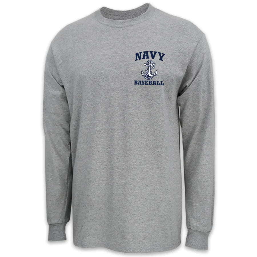 Navy Anchor Baseball Long Sleeve T-Shirt