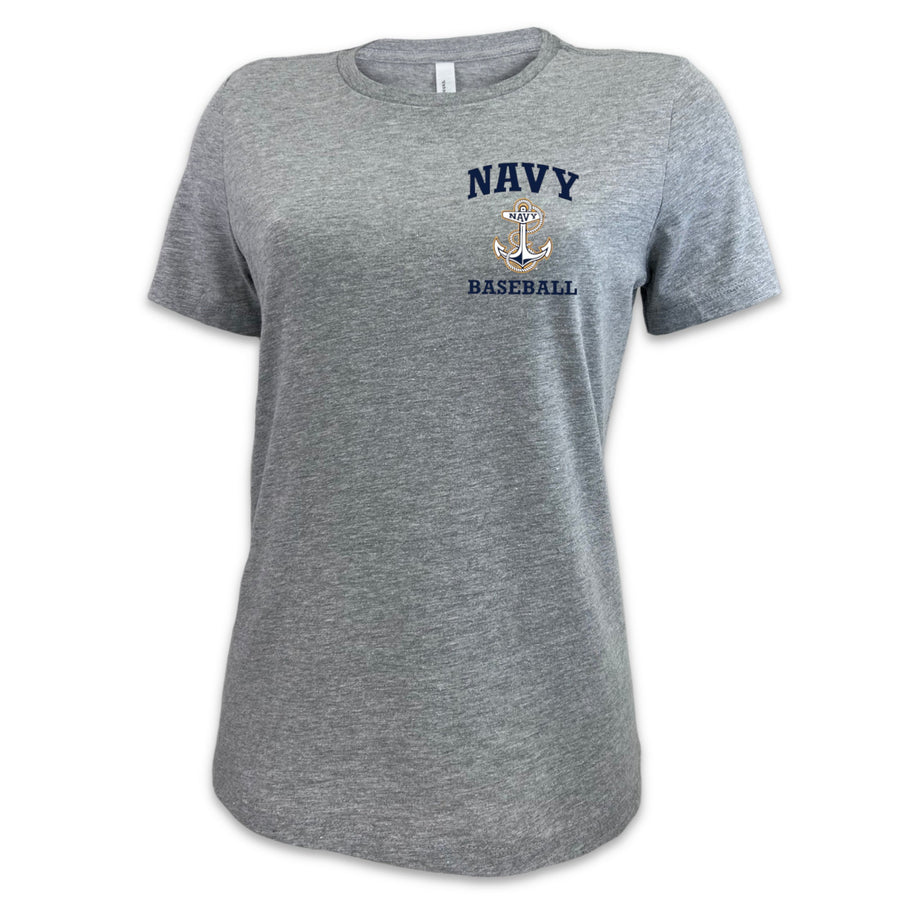 Navy Anchor Baseball Ladies T-Shirt