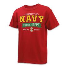 Load image into Gallery viewer, Navy Holiday Department Youth T-Shirt (Red)
