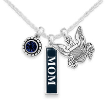 Load image into Gallery viewer, U.S. Navy Eagle Triple Charm Vertical Mom Necklace