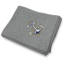 Load image into Gallery viewer, Navy Anchor DryBlend Fleece Stadium Blanket (Grey)