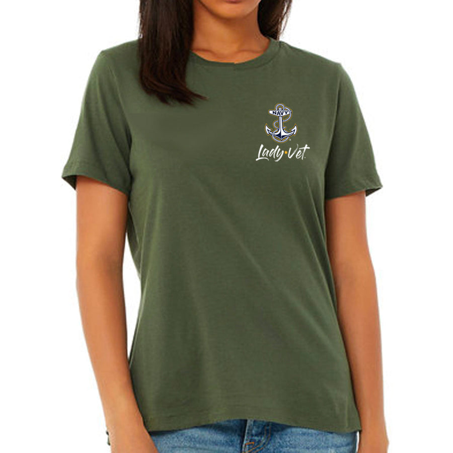Navy Lady Vet Left Chest Logo Ladies T-Shirt