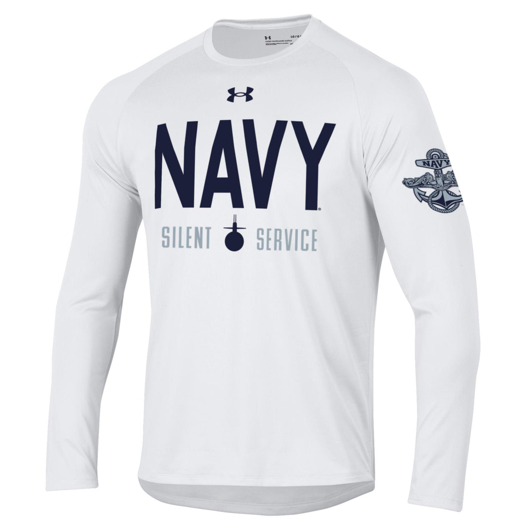 Navy Under Armour Silent Service Tech Long Sleeve T-Shirt (White)