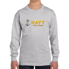 Load image into Gallery viewer, Navy Youth Anchors Aweigh Chest Print Long Sleeve
