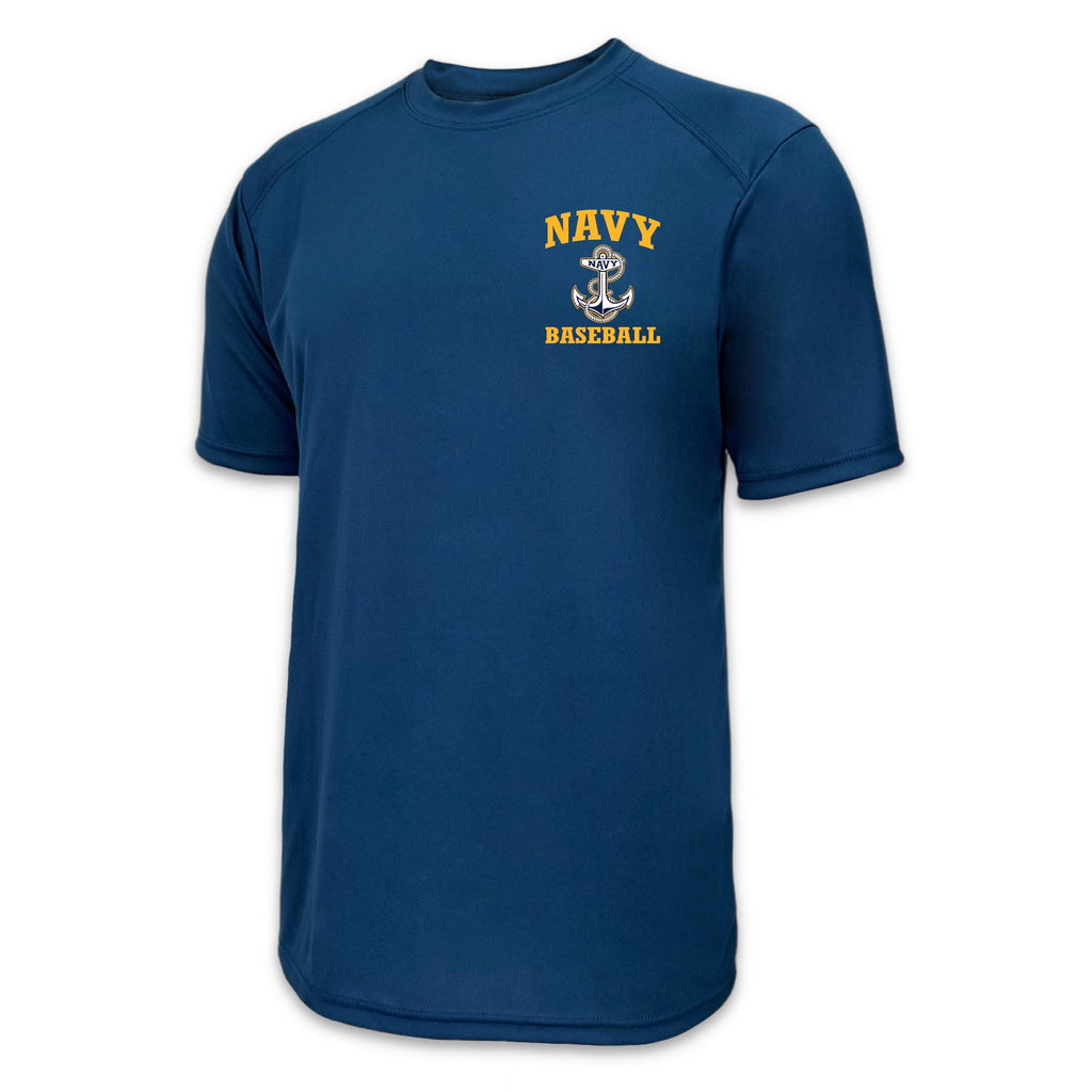 Navy Anchor Baseball Performance T-Shirt (Navy)