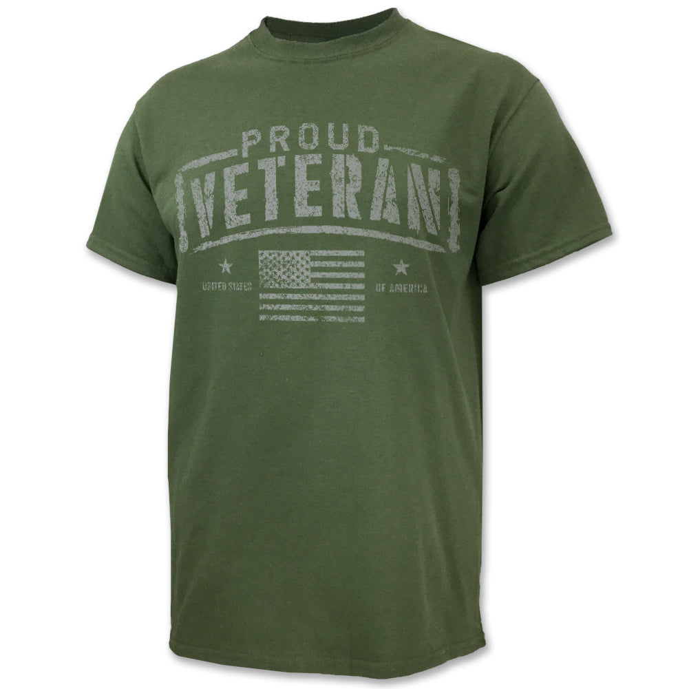 Proud Veteran American Flag T-Shirt (OD Green)