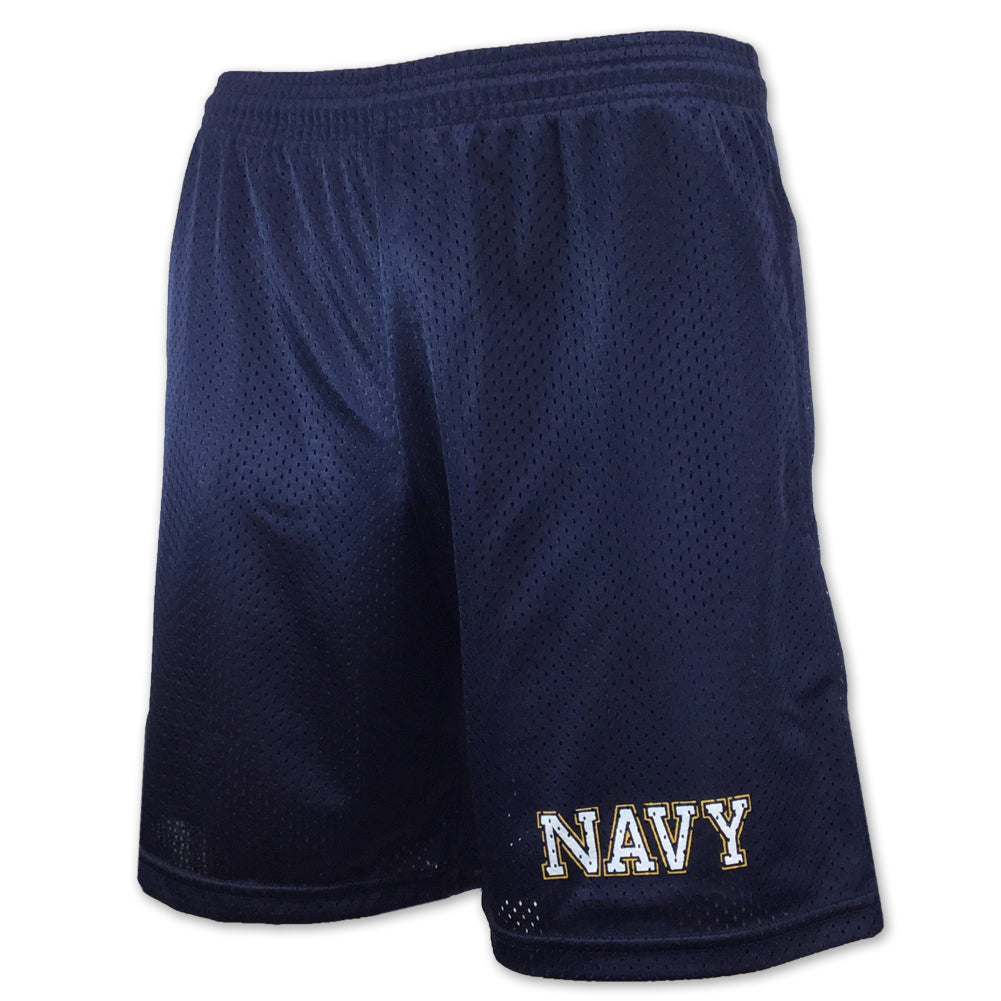 Navy Athletic Pocket Mesh Shorts (Navy)