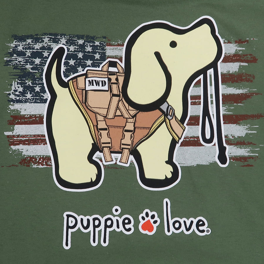Military Working Pup Puppie Love Long Sleeve T-Shirt (OD Green)