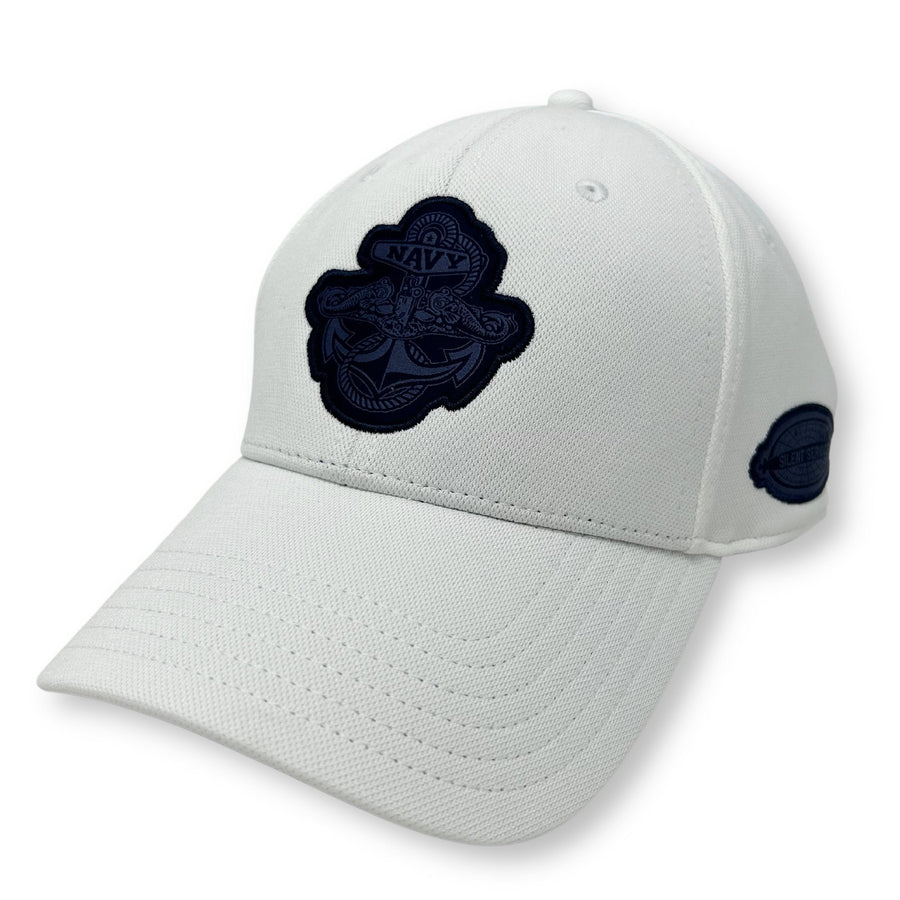 Adjustable Working Cap with Buttons and Sweatband White Anchor in