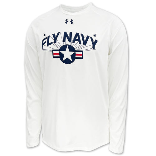 Navy Under Armour Custom Sideline Replica Football Jersey (White)