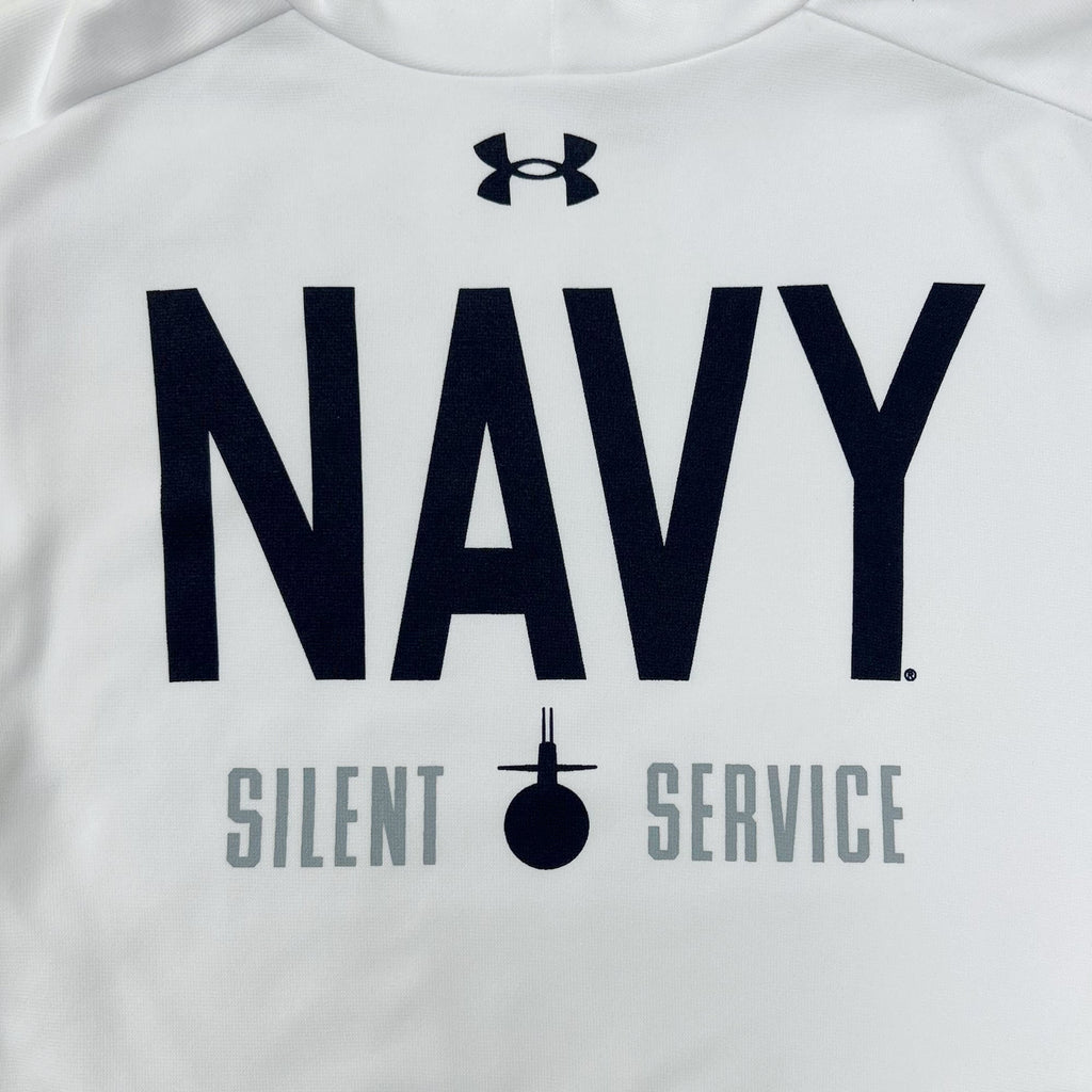 Navy Under Armour 2023 Rivalry Silent Service Fleece Hood (White)
