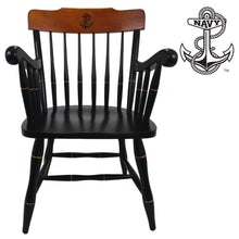 Load image into Gallery viewer, Navy Anchor Wooden Captain Chair (Black with Cherry Crown)