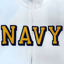 Load image into Gallery viewer, Navy Ladies Under Armour Distressed Fleece Full Zip (White)