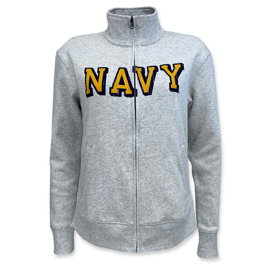 Navy Ladies Under Armour Distressed Fleece Full Zip (Grey)