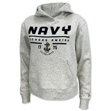 Load image into Gallery viewer, Navy Ladies Under Armour Anchors Aweigh All Day Fleece Hood (Silver Heather)