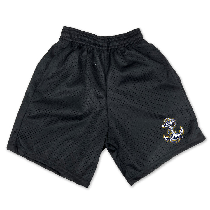 Navy Youth Anchor Logo Mesh Shorts