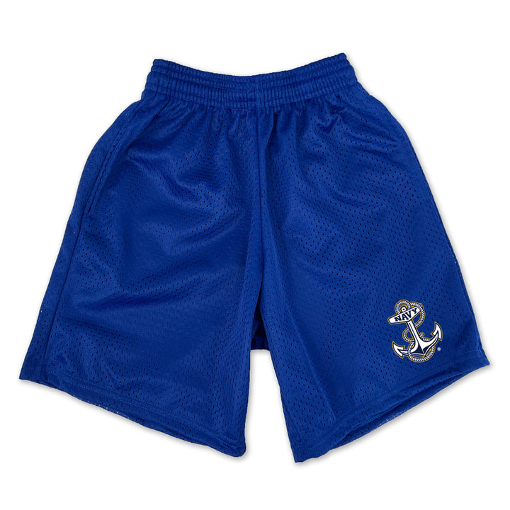 Navy Youth Anchor Logo Mesh Shorts
