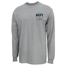 Load image into Gallery viewer, Navy Retired Left Chest Long Sleeve T-Shirt