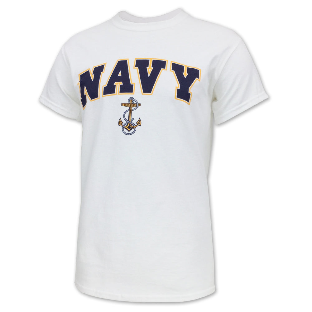 Navy Arch Anchor T-Shirt (White)