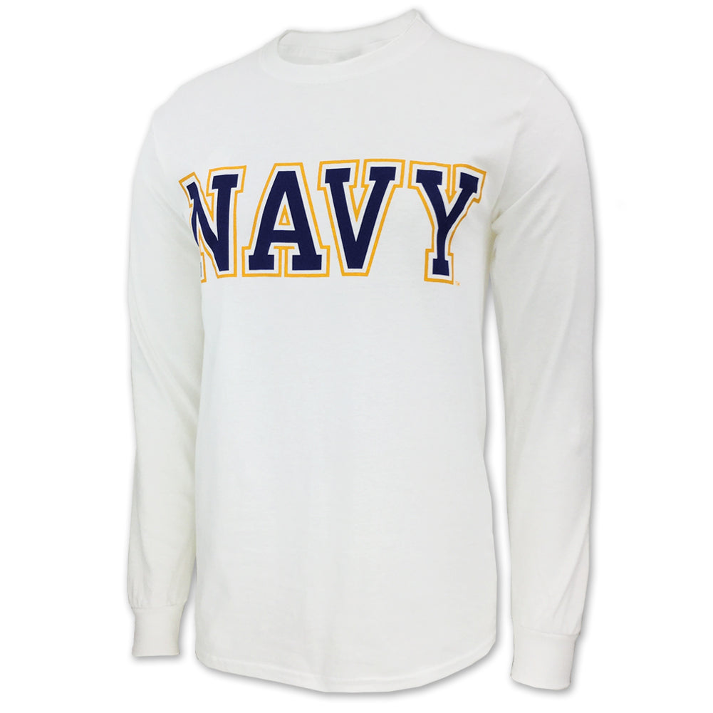 Navy Bold Core Longsleeve T (White)